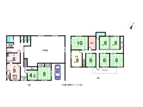 １階に作業場、中２階には物置スペースあり。部屋数の多いお家！【日高町日置】