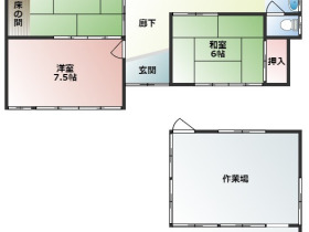 平屋建て住宅に加え作業場と、広い駐車スペースがあります！