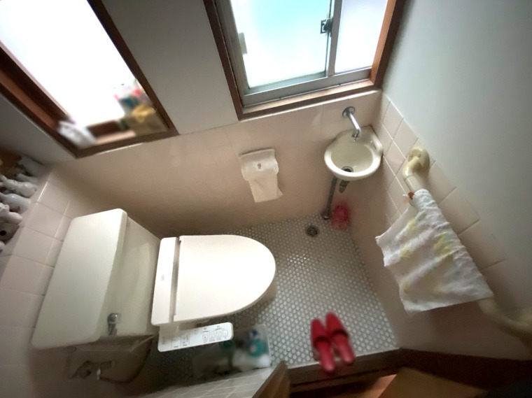 洋式トイレの写真です。小さい手洗いが付いており使いやすいですね。(内装)