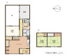3LDKの間取です。 物置部屋があり、収納に困りませんね。(間取)