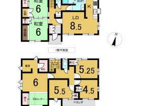 【豊岡市八社宮】ゆとりのある6LDKの間取り。積水ハウスの軽量鉄骨のお家。
